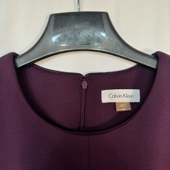 Calvin Klein Colorblock Purple & Black Scuba Fit & Flare Dress - Picture 5 of 7